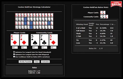 casino holdem strategy calculator  To use this calculator, enter the amount of each chip stack, and optionally any prize money for each place